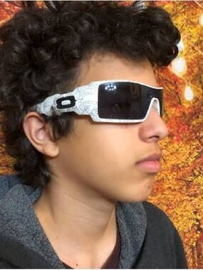 Oakley Oil Rig Sport Wrap Sunglasses in White Crackle Frame with Dark Lenses